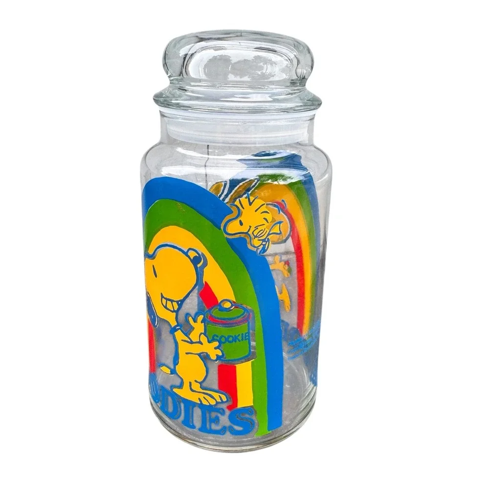 Peanuts Snoopy Woodstock Rainbow Goodies Glass Apothecary Jar 8.5
